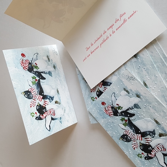 🎅🏼10 pcs Cartes de Noël avec pingouins 5.4"x7 75" pouces - Picture 1 of 9